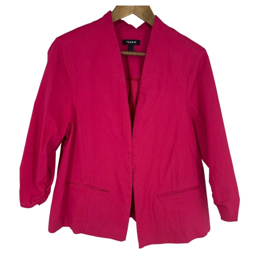 Torrid Fuchsia Pink Millennium Stretch Cutaway Blazer Women's Size 2X